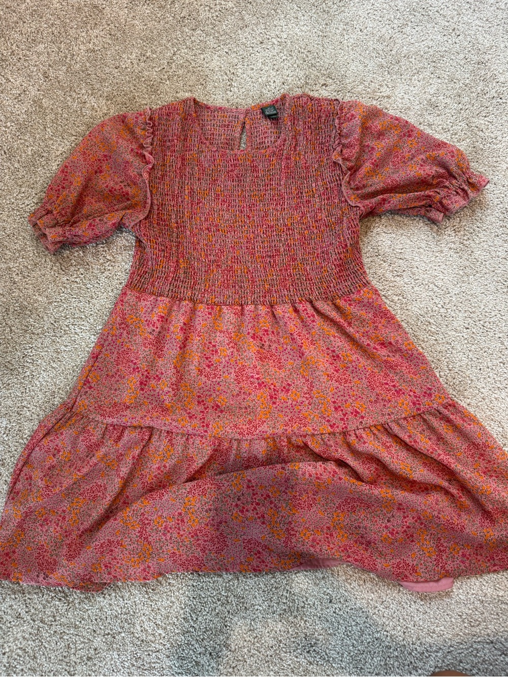 wild fable Pink and Orange Floral Smocked Dress